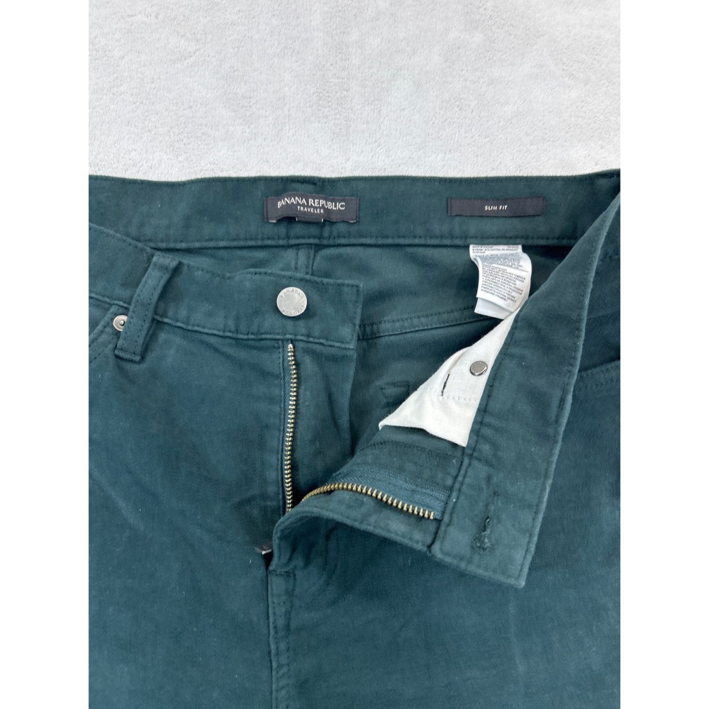 Banana Republic Traveler Pants Mens 31x30 Green Slim Fit Stretch Chino Cotton - Picture 3 of 9